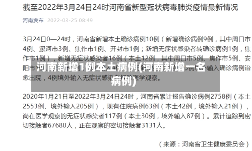 河南新增1例本土病例(河南新增一名病例)-第1张图片