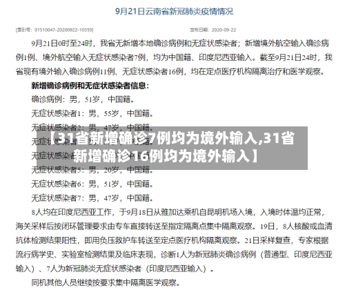 【31省新增确诊7例均为境外输入,31省新增确诊16例均为境外输入】-第1张图片