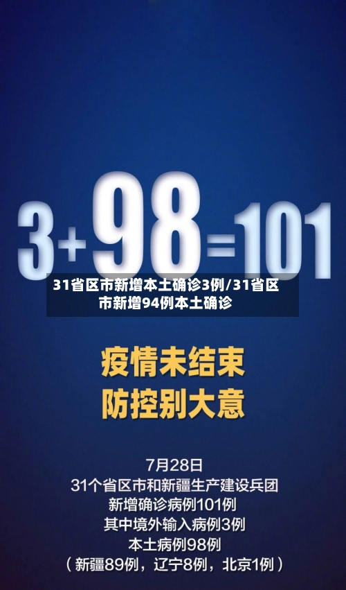 31省区市新增本土确诊3例/31省区市新增94例本土确诊-第1张图片