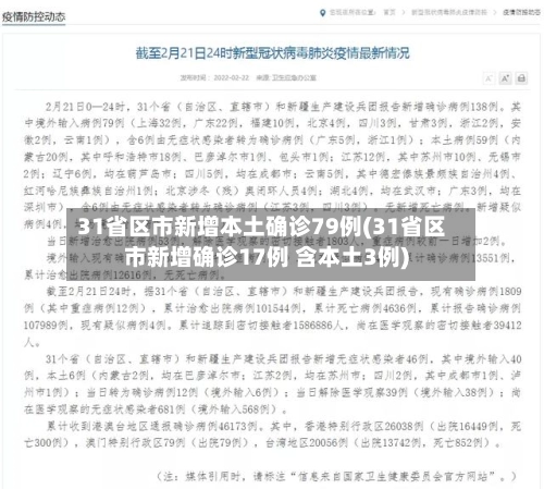 31省区市新增本土确诊79例(31省区市新增确诊17例 含本土3例)-第3张图片