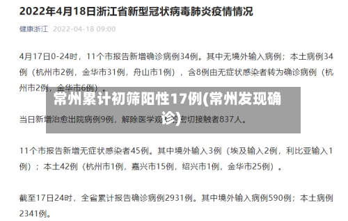 常州累计初筛阳性17例(常州发现确诊)-第1张图片