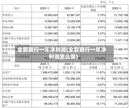 全部银行一年净利润(全部银行一年净利润怎么算)-第1张图片