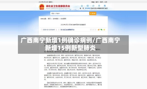 广西南宁新增1例确诊病例/广西南宁新增15例新型肺炎-第1张图片